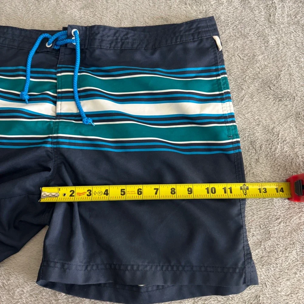 Original‎ Penguin Swim Trunks Mens 38 Navy Blue Striped Board Shorts OP4242